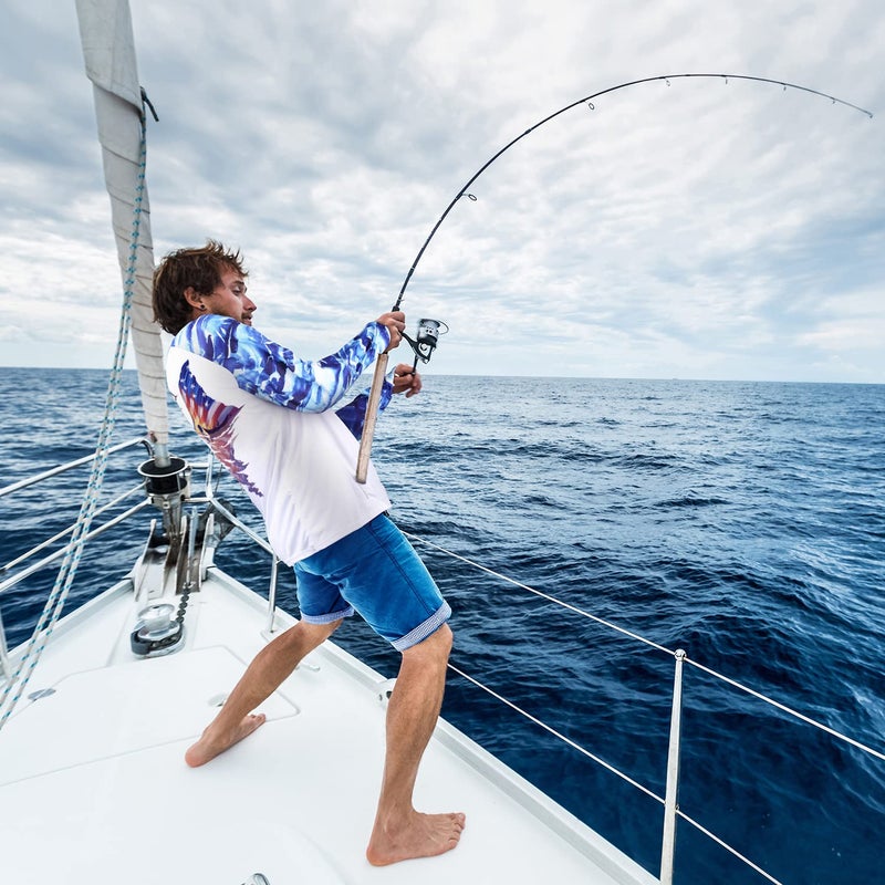 Palmyth Fishing Shirt for Men Long Sleeve Sun Protection UV UPF 50+ T-Shirts with Pocket (Americana Redfish Tail, Medium) - Image 5